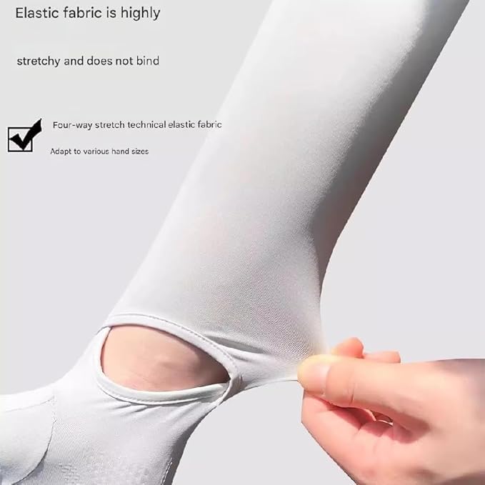 ZURATO Hand Gloves for UV Sun Protection, Full Arm Sleeves for Women Bike Riding, Cooling Summer Gloves Arm Full Finger Sleeves for Driving, Golfing, Sports (Light Grey, Full Arm Sleeves) - Image 4