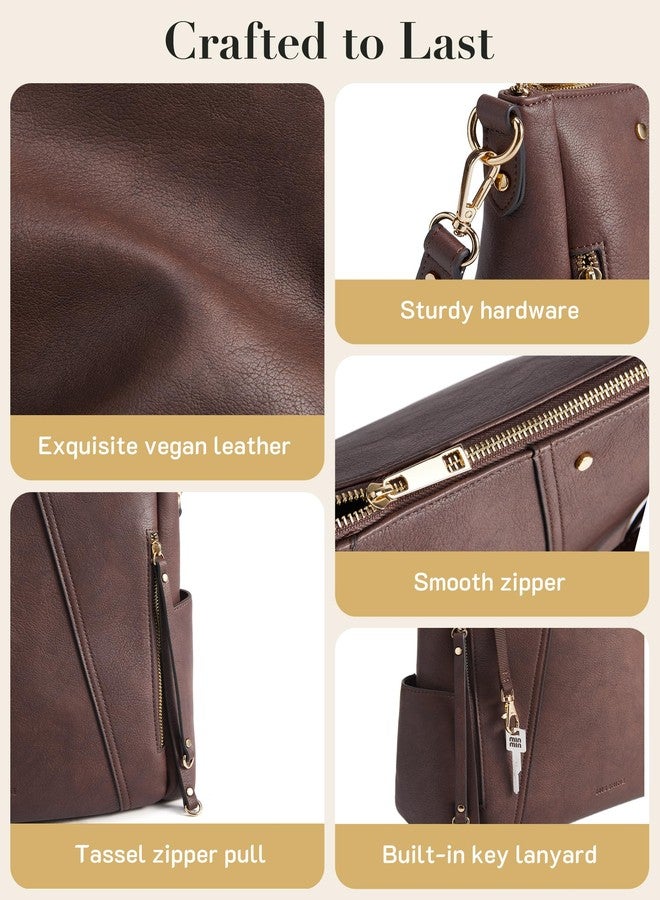Missnine Hobo Bag for Women Crossbody Purse and Handbags Vegan Leather Shoulder Tote Bag with Multi-Pockets, Brown - Image 5