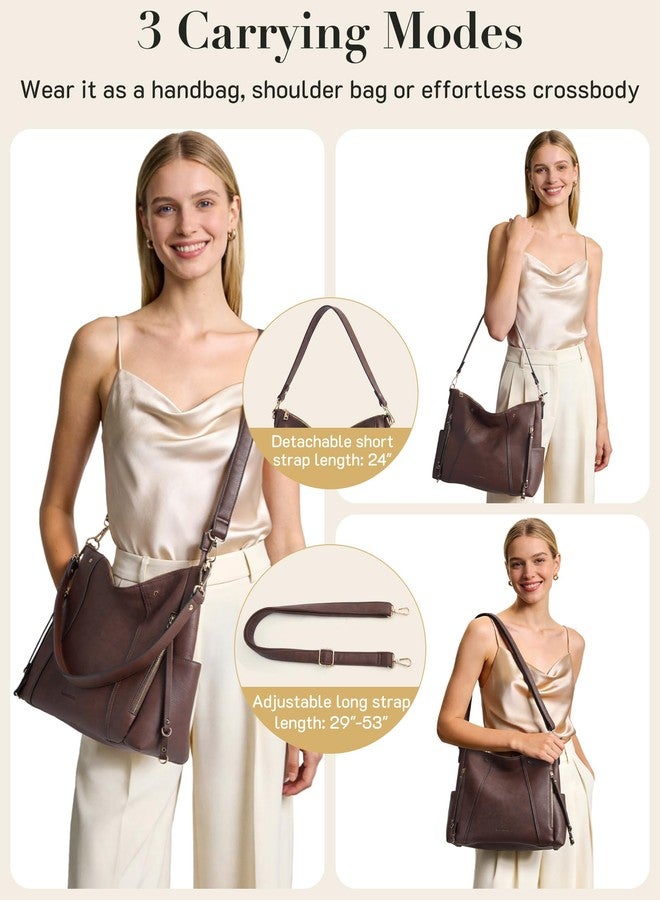 Missnine Hobo Bag for Women Crossbody Purse and Handbags Vegan Leather Shoulder Tote Bag with Multi-Pockets, Brown - Image 4