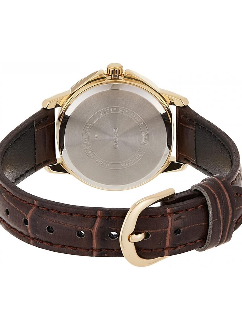 Casio Women's Watch - LTP-V004GL-7AUDF White Dial, Brown Band - Image 2