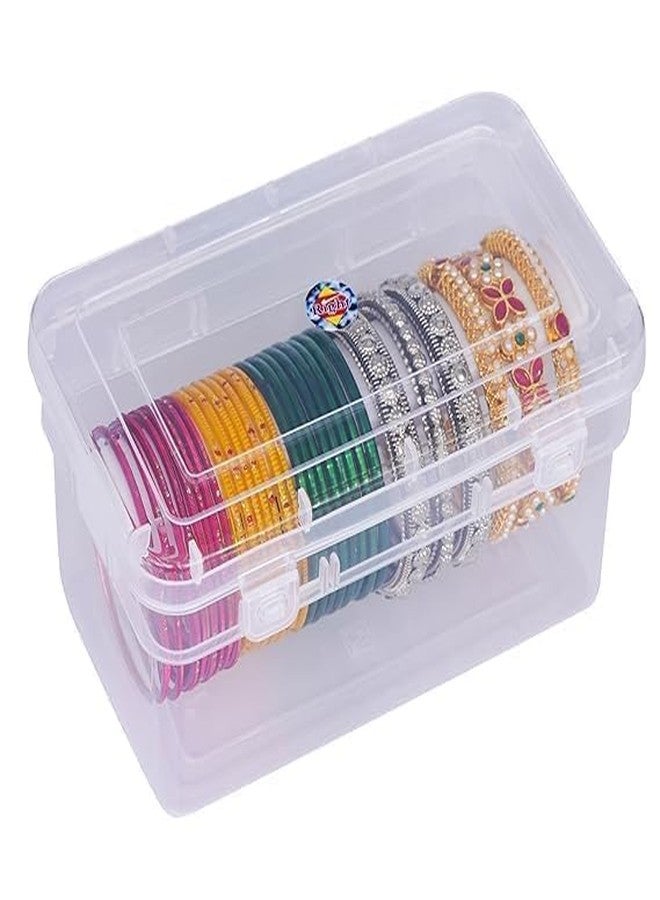 MFN Plastic Stylish Mini Bangle Box Chudi Set Organizer Jewellery Storage Display Box for Bangles Chudi Bracelet Wrist Watch Hair Bands Scrunchies Accessories, Transparent - Image 1