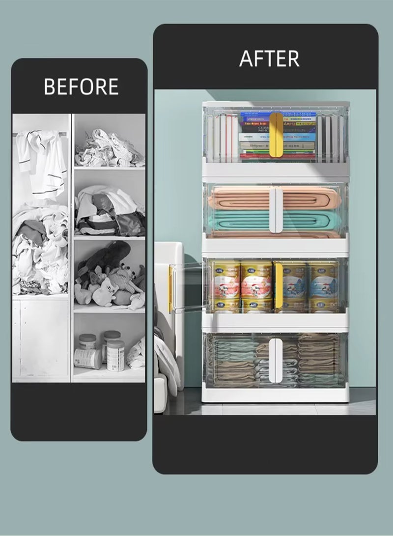5-Layer Collapsible Storage Cabinet Rack with Wheels – Heavy-Duty PP, Glossy Modern Finish, Foldable & Portable, Secure Double Door Lock – Multi-Layer Organizer for Home, Office & Outdoor Use (50x32x139 cm)
