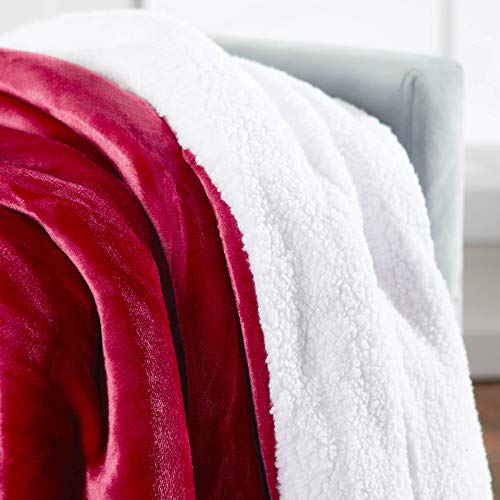 Genteele Sherpa Throw Blanket Super Soft Reversible Ultra Luxurious Plush Blanket, 50 x 60 inches, Rich Burgundy Red/White - Image 4