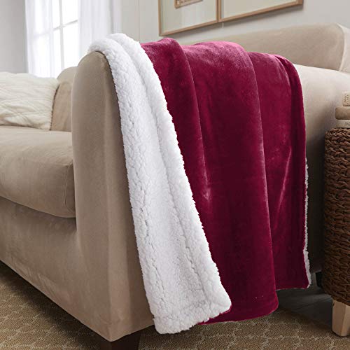 Genteele Sherpa Throw Blanket Super Soft Reversible Ultra Luxurious Plush Blanket, 50 x 60 inches, Rich Burgundy Red/White - Image 3