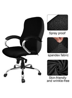 Tatuo 3 Pcs Computer Office Chair Cover Universal Rotating Chair Slipcovers Protector Removable Washable Office Chair Armrest Covers With Zipper For High Back Chair Seat Backrest (Black Large)  - Image 4