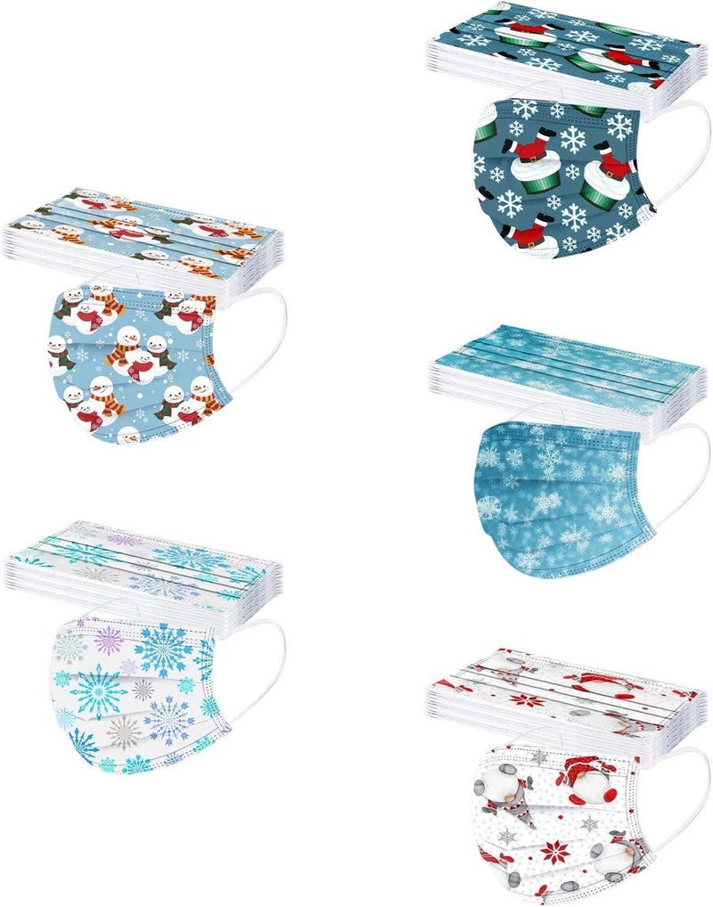 klarako 50PC Christmas Disposable Face Masks for Adult Christmas Snowman Theme Pattern Suitable for Holiday Full Face Protection (20) - Image 1