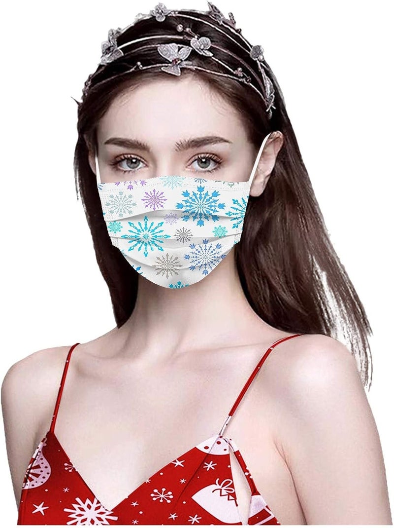 klarako 50PC Christmas Disposable Face Masks for Adult Christmas Snowman Theme Pattern Suitable for Holiday Full Face Protection (20) - Image 2