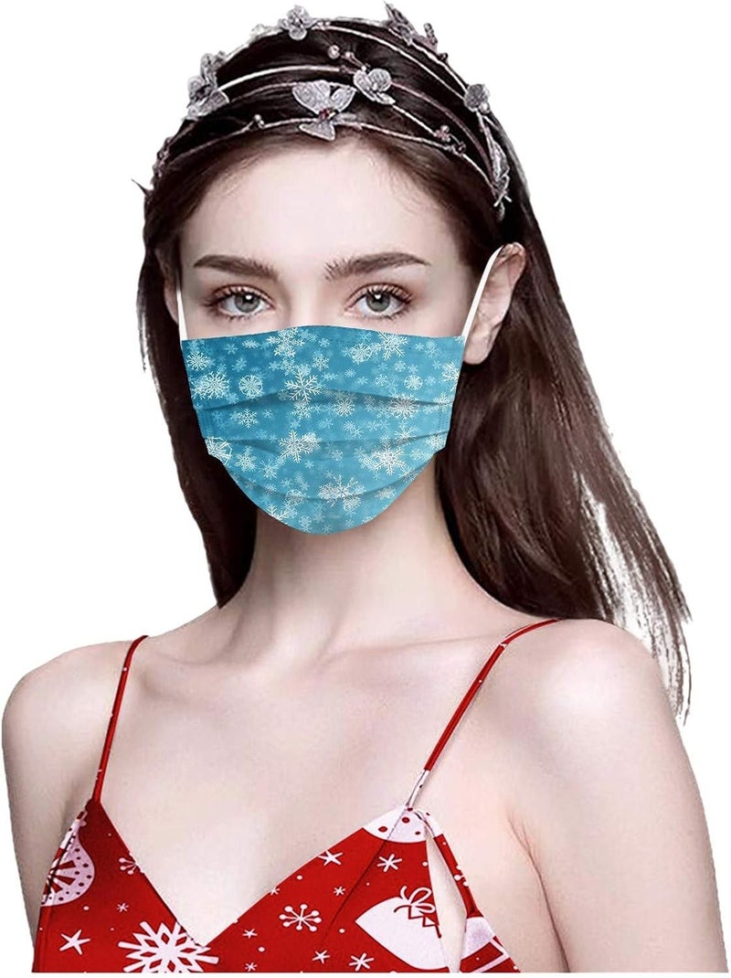 klarako 50PC Christmas Disposable Face Masks for Adult Christmas Snowman Theme Pattern Suitable for Holiday Full Face Protection (20) - Image 5