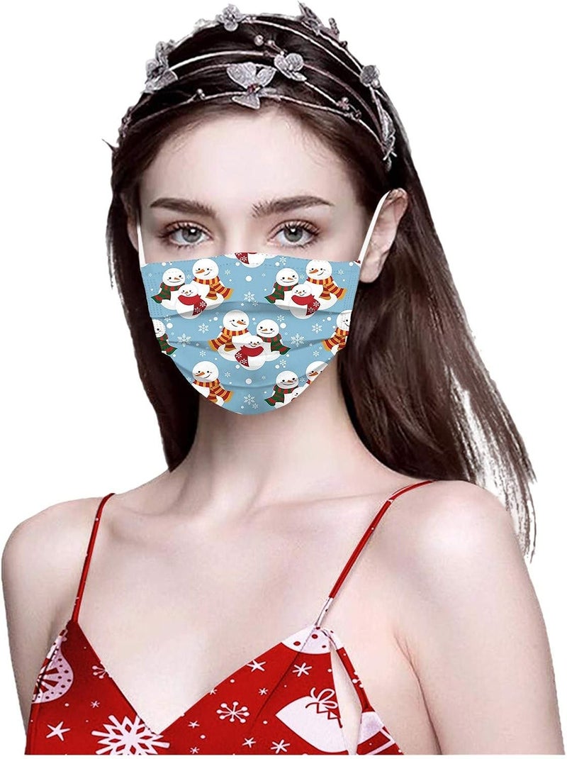 klarako 50PC Christmas Disposable Face Masks for Adult Christmas Snowman Theme Pattern Suitable for Holiday Full Face Protection (20) - Image 3