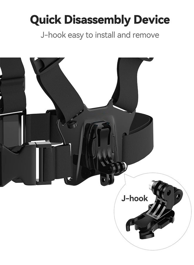 Captaintech Chest Mount Harness Chesty Vest Head Mount Strap for Action Camera Compatible with GoPro Hero 11/ 10/ 9/ 8/ Max/ Go Pro Hero 7/ 6/ 5/ 4/  Session/ 3+/ 3/ Hero (2018)/ Fusion/ DJI Osmo/ AKASO - Image 3