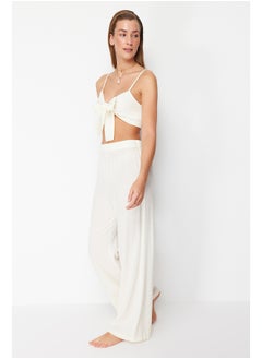 trendyol Ecru Woven Tie Blouse Trouser Suit TBESS22AU0108  - Image 5