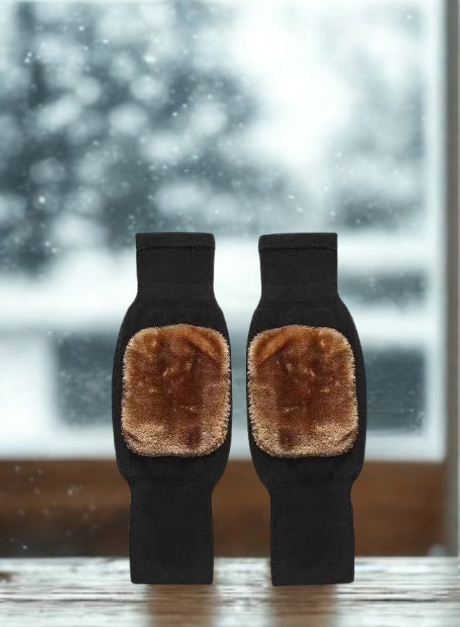 Winter Knee Pads with Faux Fur – Unisex Thermal Knee Warmers for Outdoor Use - Image 1