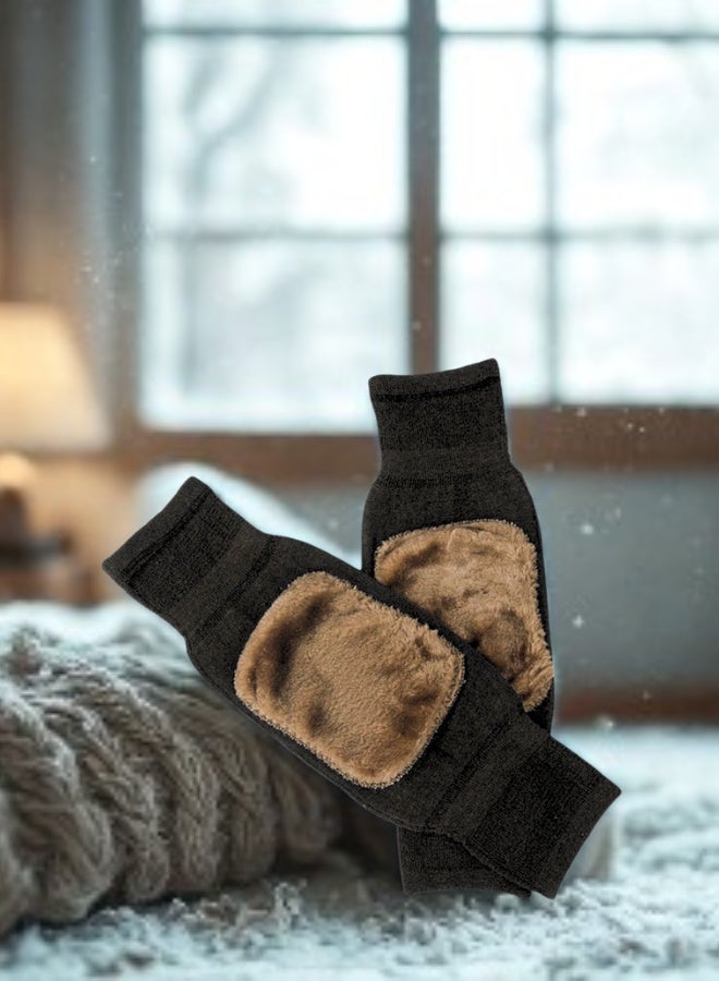 Winter Knee Pads with Faux Fur – Unisex Thermal Knee Warmers for Outdoor Use - Image 2