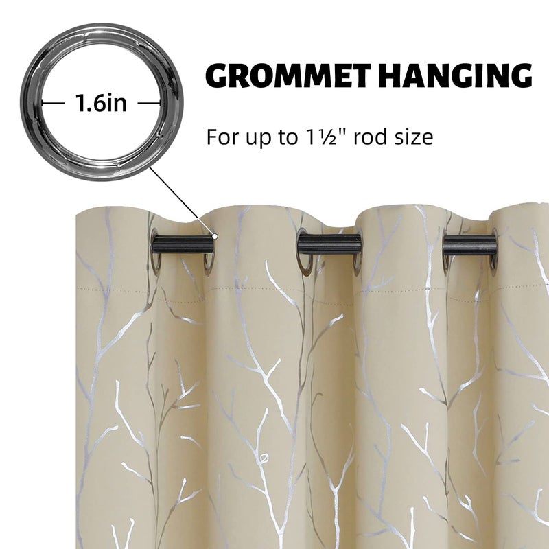 BUHUA Grommet Top Window Draps for Living Room Bedroom Curtains Energy Saving Room Darkening Impede Light Privacy Curtains  42W x 72L  2 Panels  Beige - Image 4