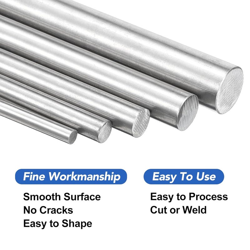 304 Stainless Steel Solid Shaft Round Rod Lathe Bar Stock Diameter 7mm Length 50cm 2 Pcs - Image 4