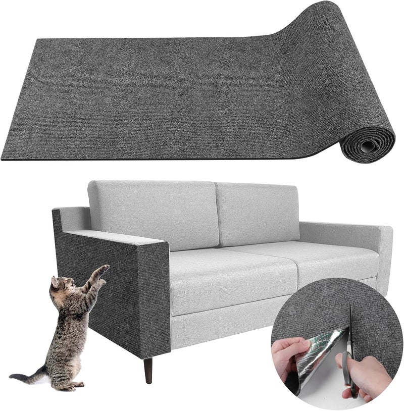 LSGCQ Climbing Cat Scratcher Mat Trimmable Cat Scratching Post Carpet 78.7'' x15.8'' Self Adhesive Carpet Mat Pad Replacement for Cat Tree Shelves Post Couch Wall Furniture Steps DIY Protector (Dark Gray) - Image 1
