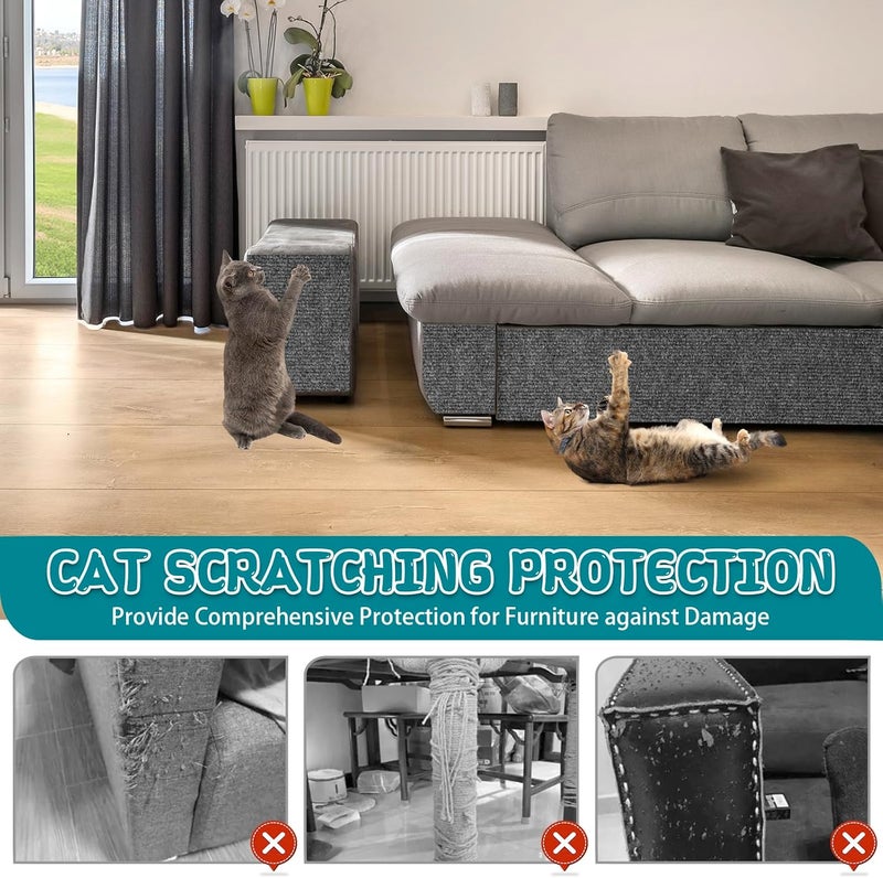 LSGCQ Climbing Cat Scratcher Mat Trimmable Cat Scratching Post Carpet 78.7'' x15.8'' Self Adhesive Carpet Mat Pad Replacement for Cat Tree Shelves Post Couch Wall Furniture Steps DIY Protector (Dark Gray) - Image 5