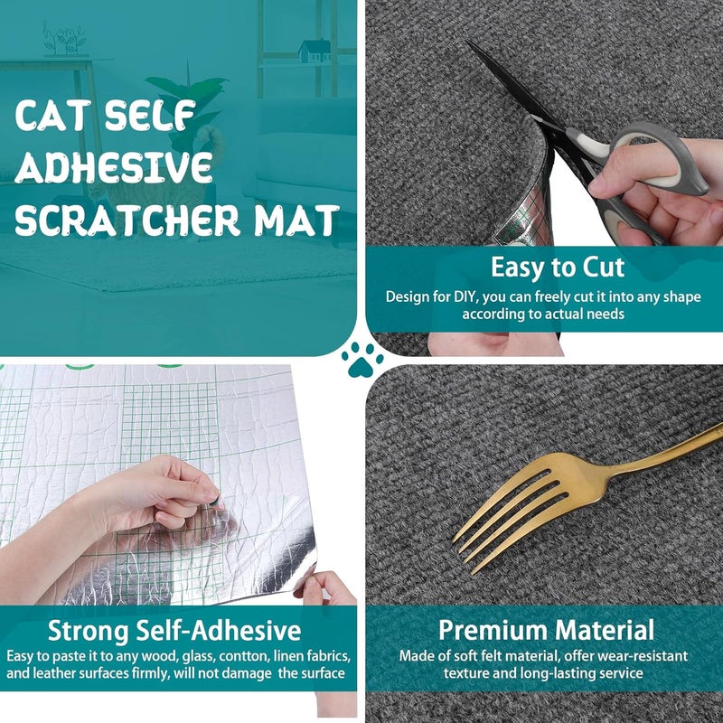 LSGCQ Climbing Cat Scratcher Mat Trimmable Cat Scratching Post Carpet 78.7'' x15.8'' Self Adhesive Carpet Mat Pad Replacement for Cat Tree Shelves Post Couch Wall Furniture Steps DIY Protector (Dark Gray) - Image 3