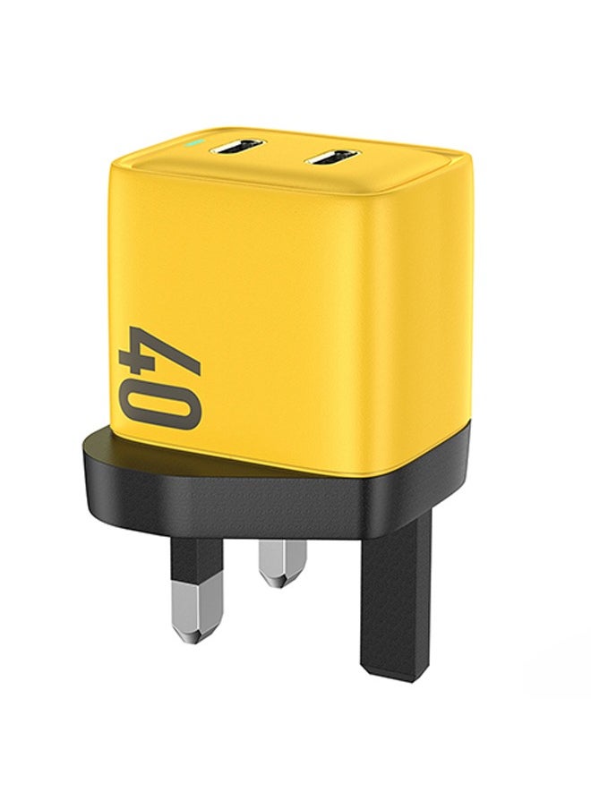 WEKOME UK 40W GaN Charger with Dual USB-C, Fast Charging Phone Adapter Plug with Overcurrent Overvoltage Protection, Portable Smart Charger Supports PD3.0/QC2.0 3.0/FCP/SCP/AFC Multi-protocol for Laptop/iPad  - Image 1