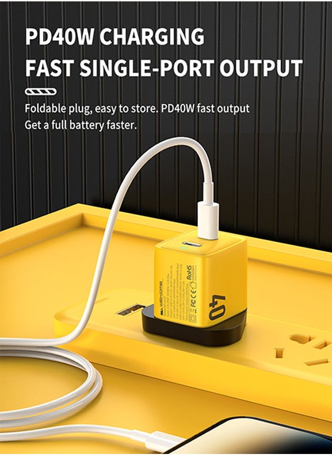 WEKOME UK 40W GaN Charger with Dual USB-C, Fast Charging Phone Adapter Plug with Overcurrent Overvoltage Protection, Portable Smart Charger Supports PD3.0/QC2.0 3.0/FCP/SCP/AFC Multi-protocol for Laptop/iPad  - Image 3
