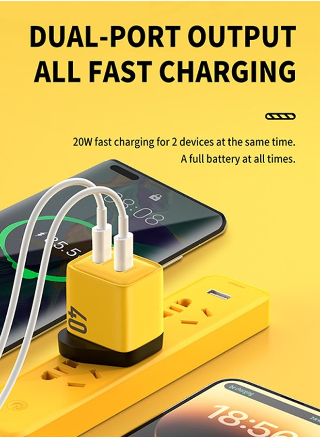 WEKOME UK 40W GaN Charger with Dual USB-C, Fast Charging Phone Adapter Plug with Overcurrent Overvoltage Protection, Portable Smart Charger Supports PD3.0/QC2.0 3.0/FCP/SCP/AFC Multi-protocol for Laptop/iPad  - Image 4