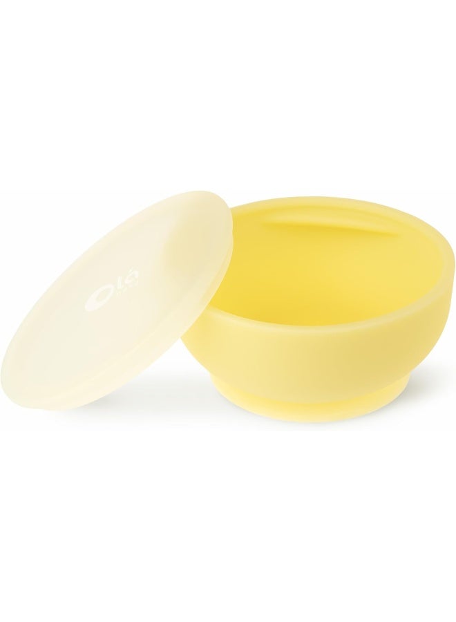 Olababy 100% Silicone Suction Bowl with Lid for Independent Feeding | First Stage Self Feeding Essential for Toddlers and Kids| Baby Led Weaning Snack Feeder | Food Container and Storage | - Image 1