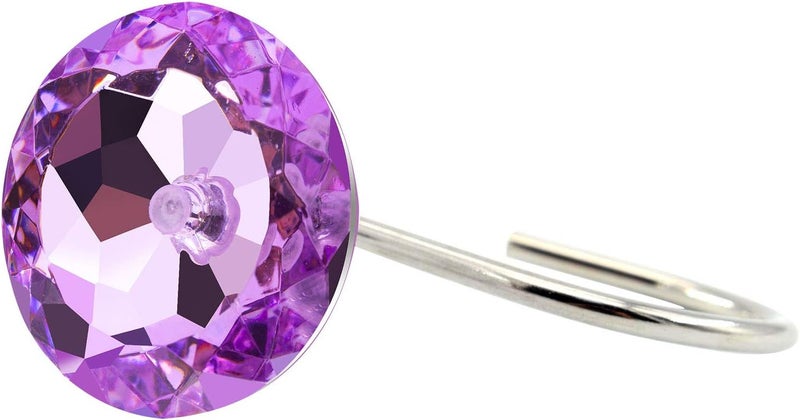 BEAVO Acrylic Fashion Decorative Home Rolling Purple Shower Curtain Hooks Rhinestones Bathroom Bath Baby Room Bedroom Living Room Decor Set of 12 Rings (Purple) - Image 4