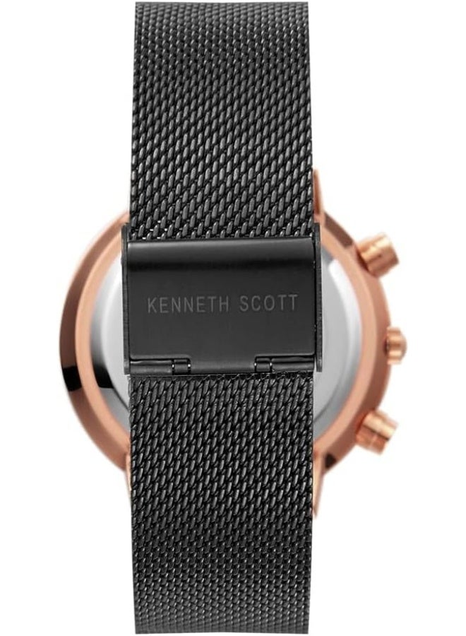 KENNETH SCOTT Men's Mesh Multi Function Watch K22133-KMBB - 41 mm  - Image 4
