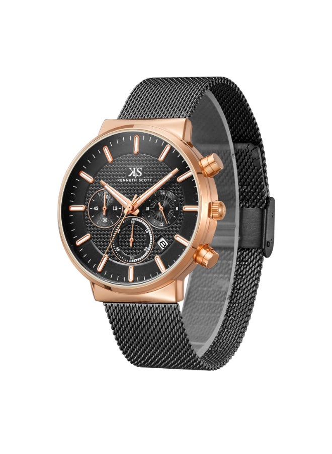 KENNETH SCOTT Men's Mesh Multi Function Watch K22133-KMBB - 41 mm  - Image 1