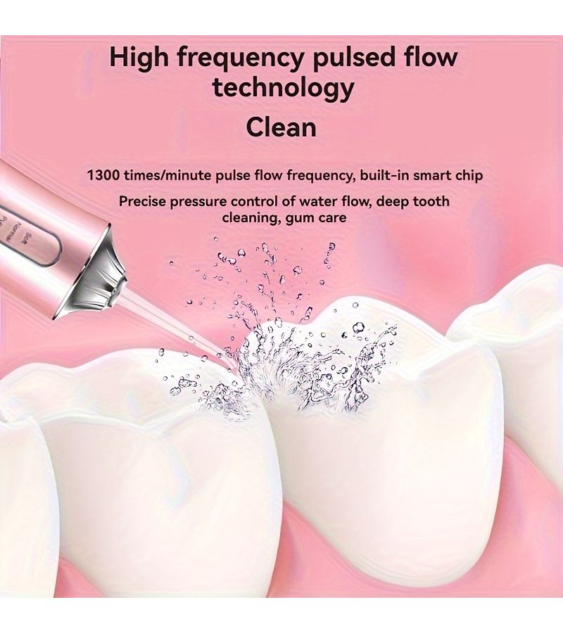 White Portable Oral Irrigator 3 Modes 4 Nozzles Clean Teeth Gaps Residue - Image 3