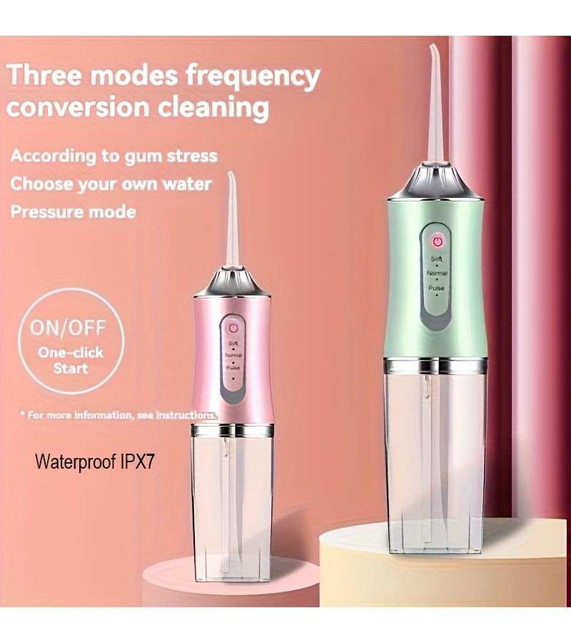 White Portable Oral Irrigator 3 Modes 4 Nozzles Clean Teeth Gaps Residue - Image 1