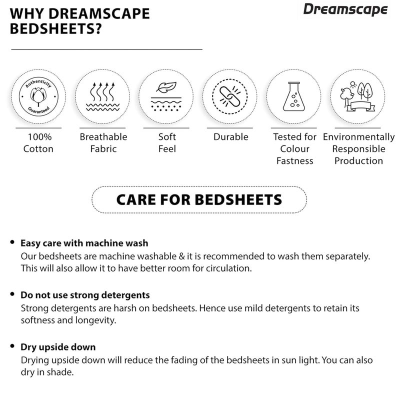 Dreamscape 100 Cotton Double Bedsheet with 2 Pillow Covers Size 86 x 98 inches 140 TC Colour Purple - Image 5