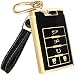 Lucrum Compatible with Cadillac Escalade Key Fob Cover Leather Keychain Keyfob Case for ATS CTS DTS SRX STS XTS 20082015 Black and Gold - Image 2