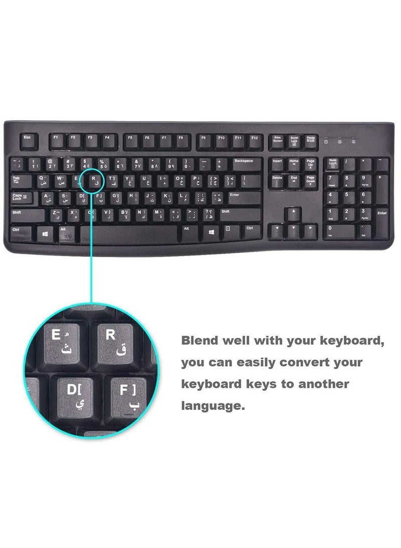 2 PCS Pack Arabic Keyboard Stickers Replacement Stickers Black Background with White Letters for Computer Laptop Notebook Desktop (Arabic) - Image 2