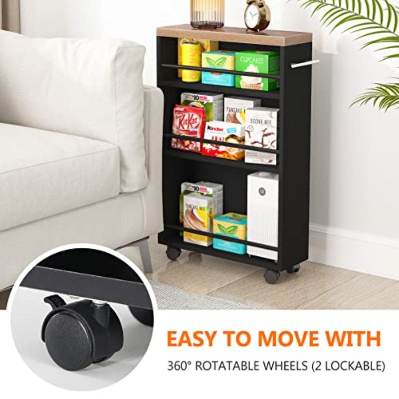 Tribesigns Slim Storage Cart Rolling Narrow Kitchen Cart on Wheels for Small Place 4-Tier Slide Out Slim Utility Cart Skinny Laundry Cart with Handle for Kitchen Bathroom Laundry - Image 2