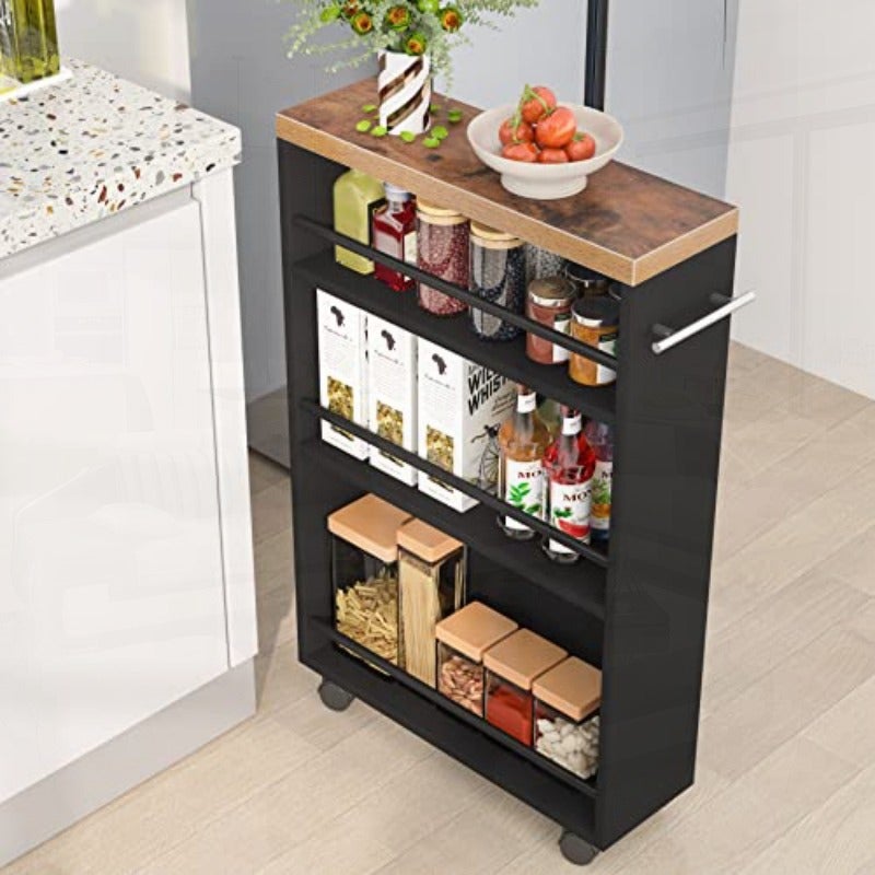 Tribesigns Slim Storage Cart Rolling Narrow Kitchen Cart on Wheels for Small Place 4-Tier Slide Out Slim Utility Cart Skinny Laundry Cart with Handle for Kitchen Bathroom Laundry - Image 1