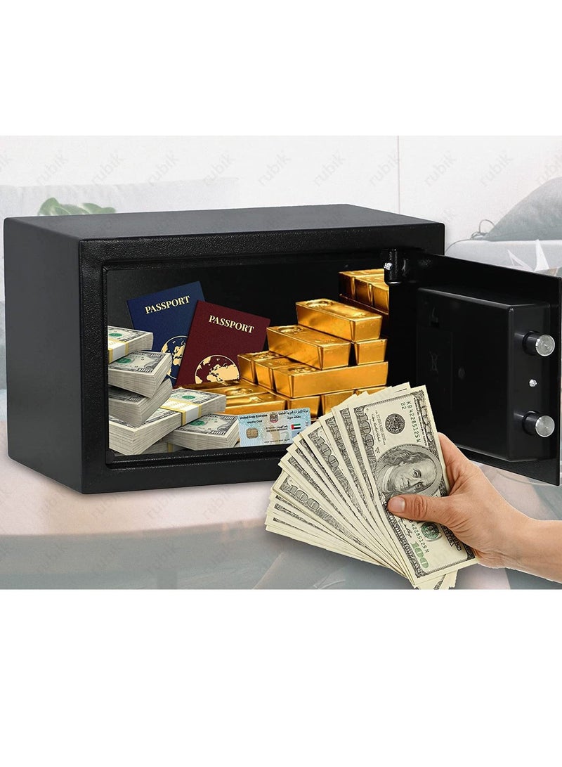 Rubik Safe Box Digital Lock with Key for Home Office Business RB-20E3 (20x31x20cm) Black - Image 3