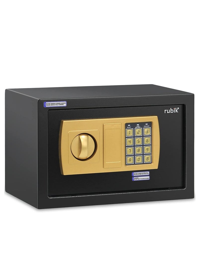 Rubik Safe Box Digital Lock with Key for Home Office Business RB-20E3 (20x31x20cm) Black - Image 1
