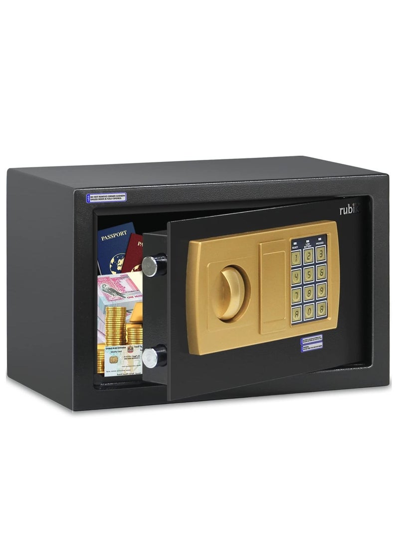 Rubik Safe Box Digital Lock with Key for Home Office Business RB-20E3 (20x31x20cm) Black - Image 2