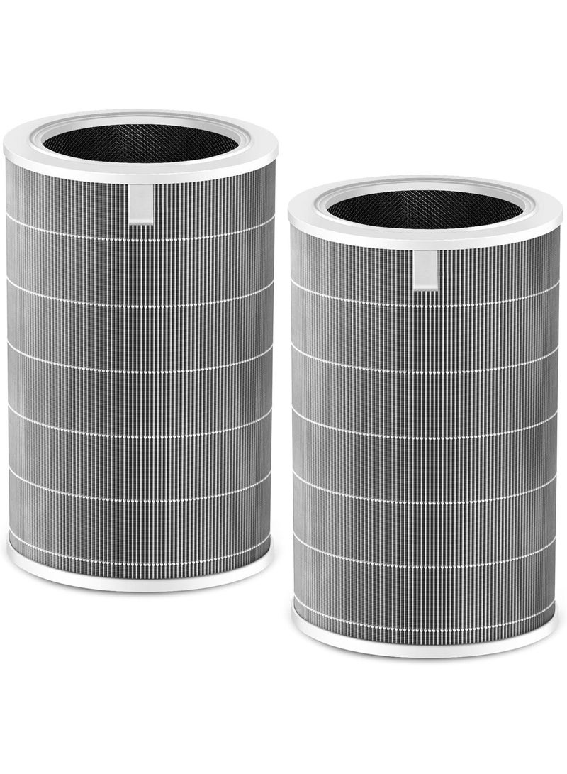 Replacement Antibacterial Filter for Xiaomi Mi Air Purifier 4 Pro, 3 in 1 Filter with H13 True HEPA and Activated Carbon, Removes Formaldehyde PM2.5 Dust Odors and Airborne Particles, Grey Pack of 2 - Image 1