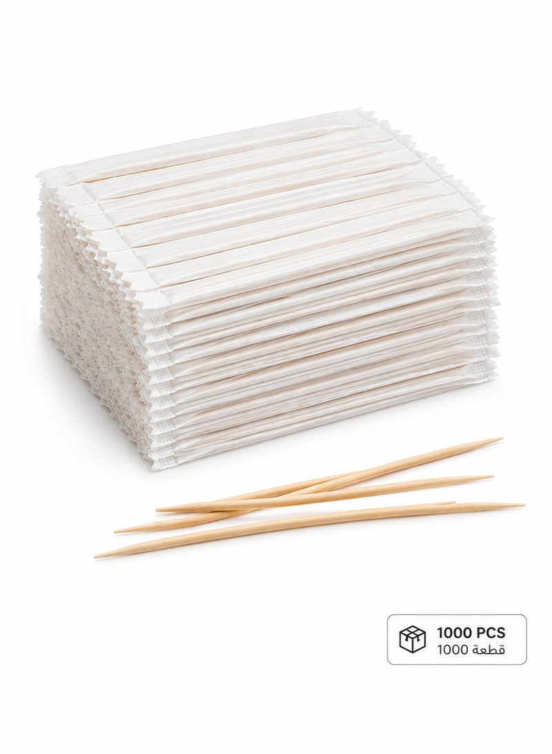 Individually Wrapped Wooden Toothpicks 1000 Pieces for Restaurants Catering Events and Everyday Use