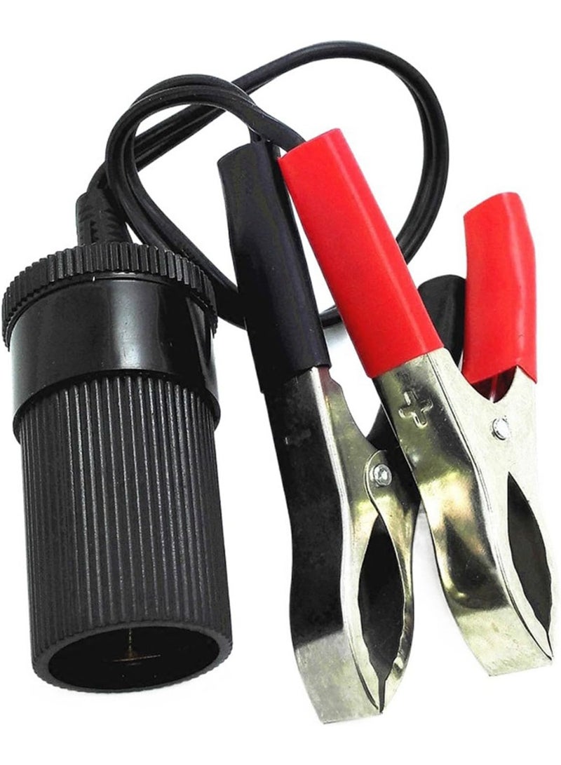 12V Battery Terminal Clamp to Cigarette Lighter Female Socket Adapter - Heavy Duty Battery Clip Extension Cable - Portable Power Connector for Car Accessories - Image 2