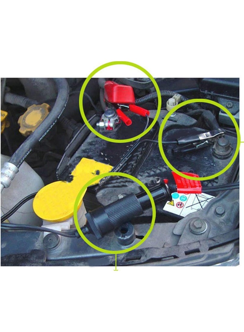 12V Battery Terminal Clamp to Cigarette Lighter Female Socket Adapter - Heavy Duty Battery Clip Extension Cable - Portable Power Connector for Car Accessories - Image 4