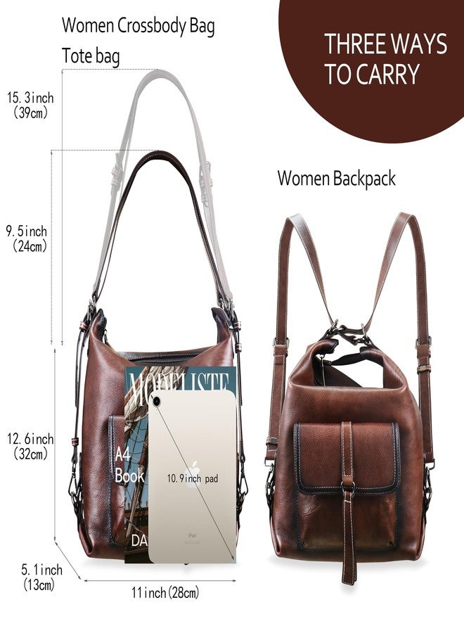 LETEULO Hobo Bag for Women Crossbody Bag Backpack Purse and Handbag Leather Shouler Bags (Brown) - Image 3