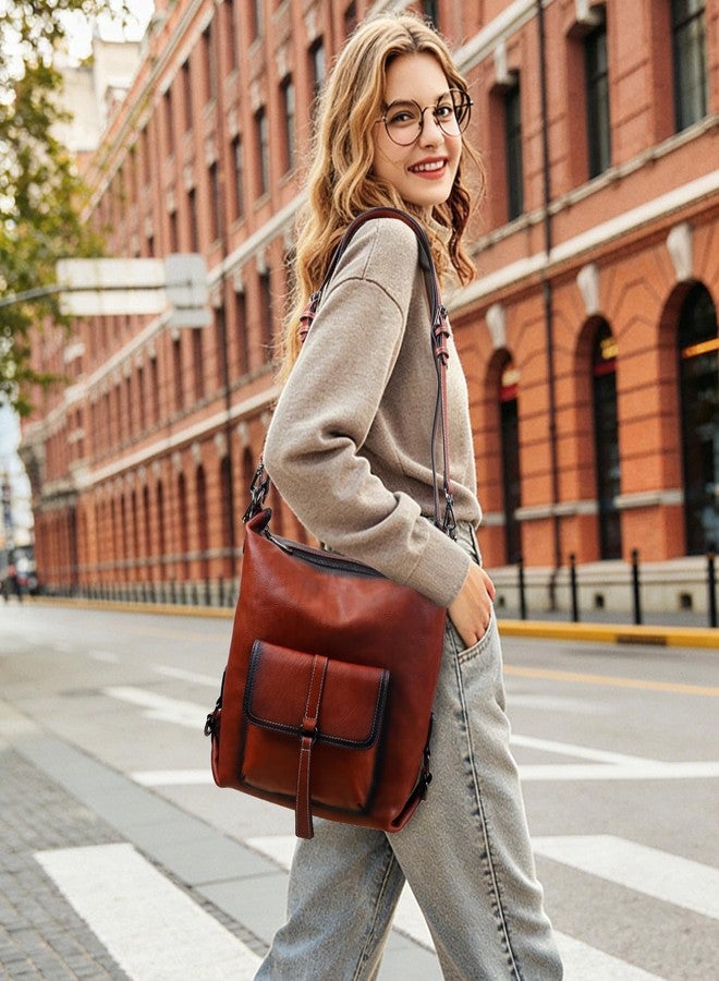 LETEULO Hobo Bag for Women Crossbody Bag Backpack Purse and Handbag Leather Shouler Bags (Brown) - Image 2
