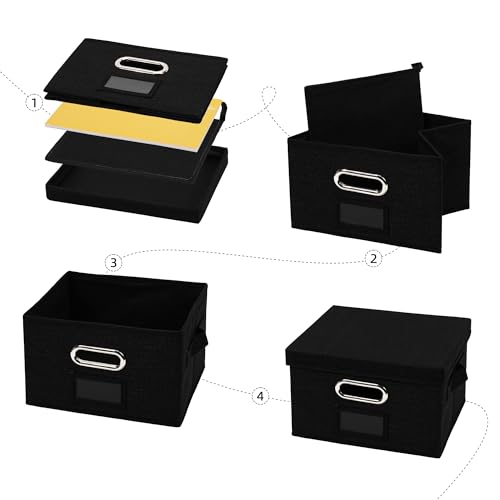 Remowith Greeting Card Organizer and Storage Box with 20 Pcs Adjustable Dividers, Storing Cards with 84 Pcs Labels Perfect for Storing Greeting Cards, Envelopes, Photos 1 Pack Black - Image 4