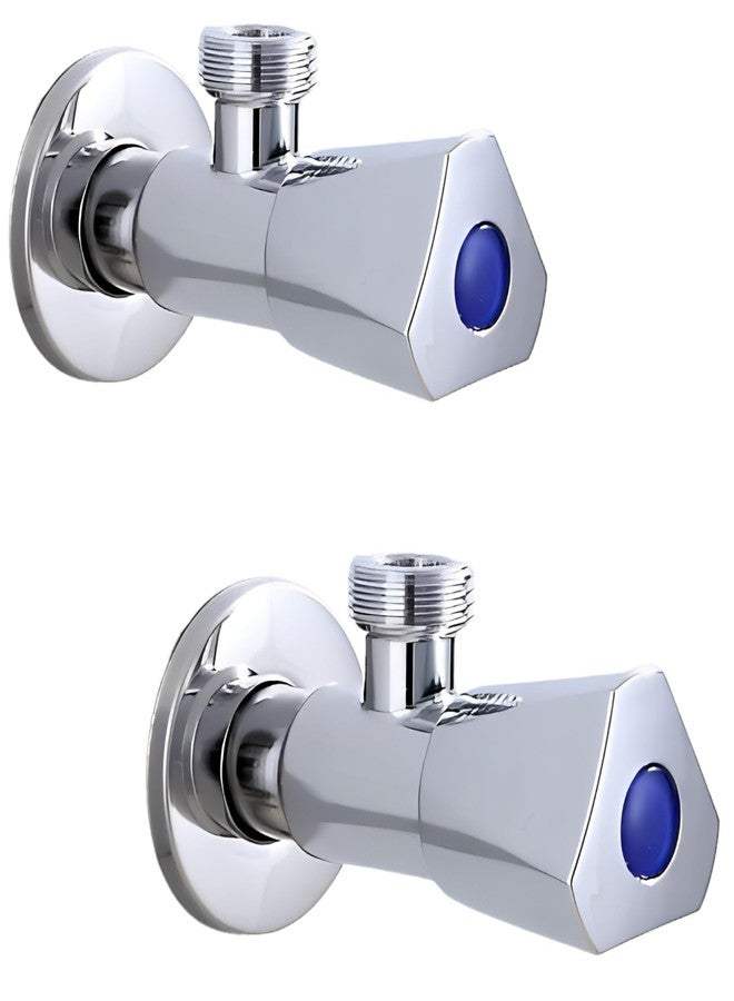 Carnival Brass Angle Cock/Angle Valve For Geyser, Washbasin and Bathroom With Wall Flange | Angular Stop Cock Tap Faucet | Premium Chrome Finish (Pack of 2) - Image 1
