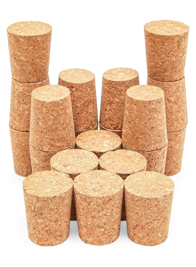 Juvale Tapered Cork Stoppers - 20 Pack Size 16, Brown, 1.1 in H x 1.34 in Top x 1 in Bottom - Wine Bottle Stoppers, DIY Projects & Beer Bottle Corks - Image 1