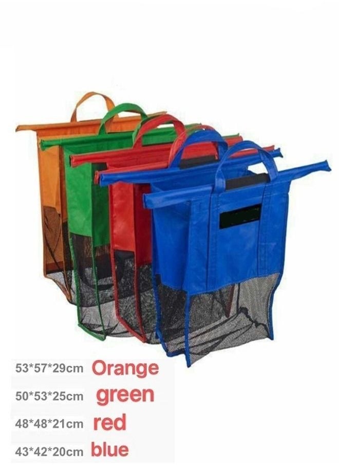 fashionhome - 4 Pieces Foldable Shopping Cart Reusable Eco-Friendly Grocery Storage Bags - Image 1