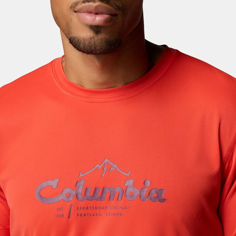 Columbia Orange Men's Zero Rules Light Technical Hiking T-Shirt for Men | Best Price UAE